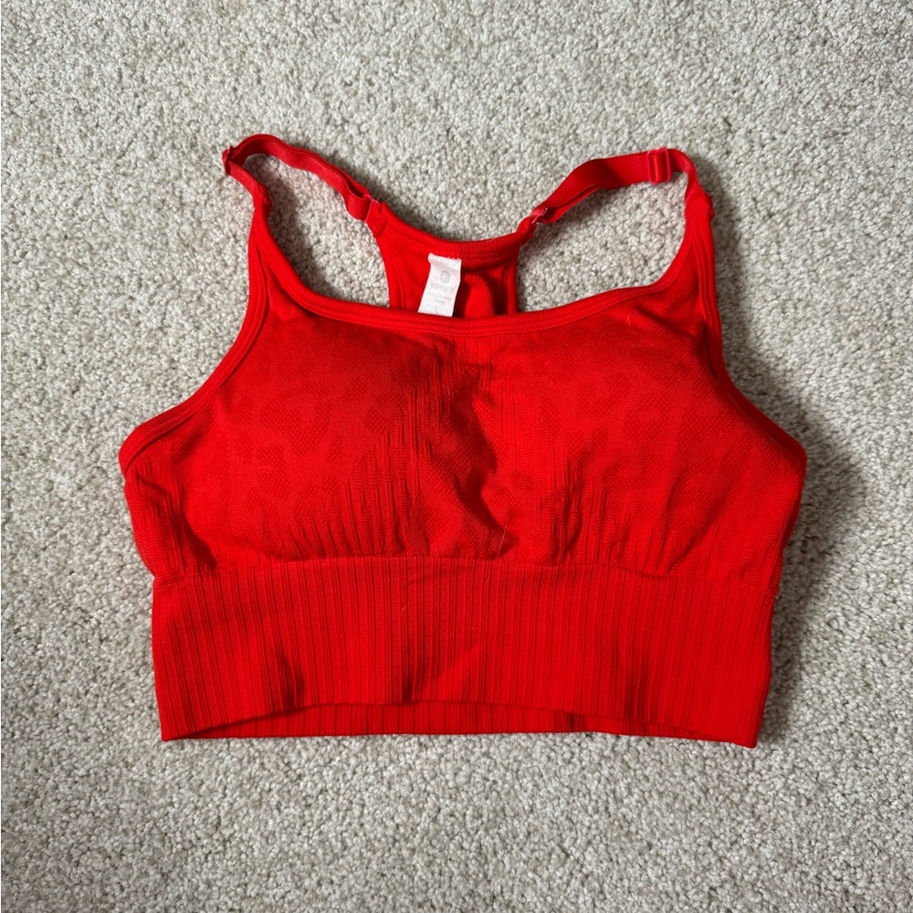 90 Degree Sportswear Womens Sz S Cotton Sports Bra Red Cheetah Print
